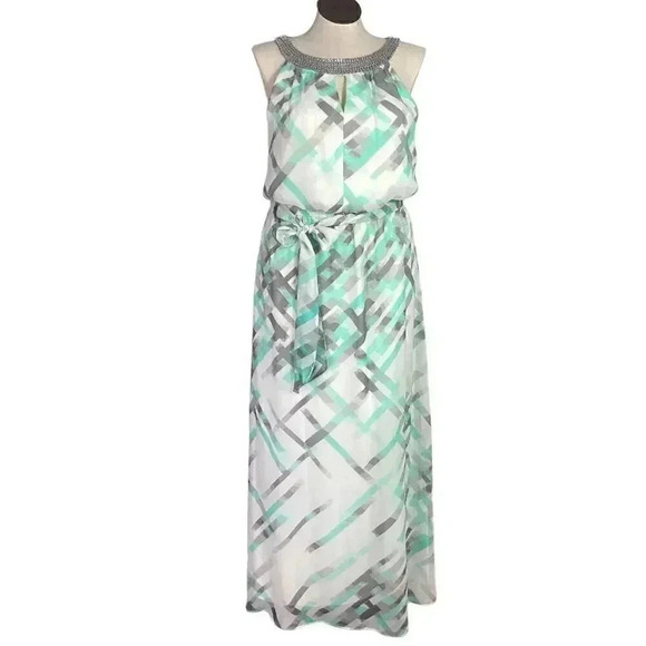 Vince Camuto Dresses & Skirts - Vince Camuto Women 14 Scarf Print Maxi Dress Multi Keyhole Halter Sleeveless